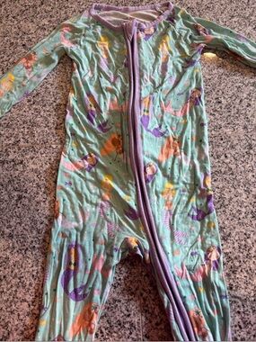 Little Sleepies Mint Green Mermaid Footed One-Piece with Purple Trim